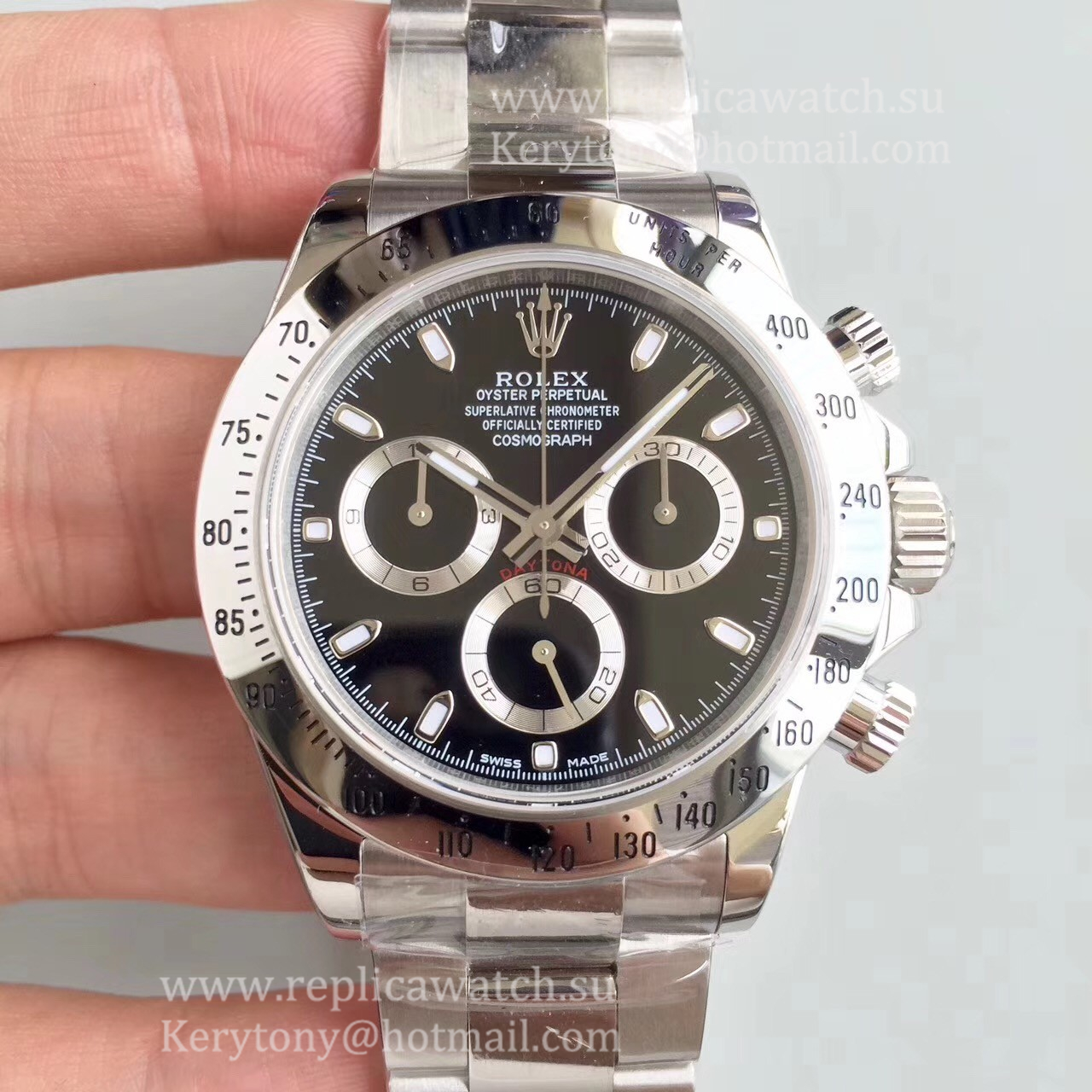 Copy R01ex Daytona  116520 ARF SS 904L Black Dial 4130